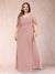 A-Line/Princess Scoop Half Sleeves Plus Size Mother of the Bride Dresses with Appliques & Ruffles