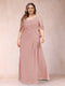 A-Line/Princess Scoop Half Sleeves Plus Size Mother of the Bride Dresses with Appliques & Ruffles