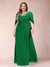 A-Line/Princess Scoop Half Sleeves Plus Size Mother of the Bride Dresses with Appliques & Ruffles