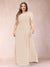 A-Line/Princess Scoop Half Sleeves Plus Size Mother of the Bride Dresses with Appliques & Ruffles