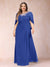 A-Line/Princess Scoop Half Sleeves Plus Size Mother of the Bride Dresses with Appliques & Ruffles