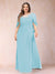 A-Line/Princess Scoop Half Sleeves Plus Size Mother of the Bride Dresses with Appliques & Ruffles