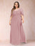 A-Line/Princess Scoop Half Sleeves Plus Size Mother of the Bride Dresses with Appliques & Ruffles