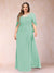 A-Line/Princess Scoop Half Sleeves Plus Size Mother of the Bride Dresses with Appliques & Ruffles
