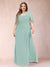 A-Line/Princess Scoop Half Sleeves Plus Size Mother of the Bride Dresses with Appliques & Ruffles
