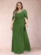 A-Line/Princess Scoop Half Sleeves Plus Size Mother of the Bride Dresses with Appliques & Ruffles