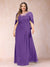 A-Line/Princess Scoop Half Sleeves Plus Size Mother of the Bride Dresses with Appliques & Ruffles