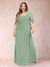 A-Line/Princess Scoop Half Sleeves Plus Size Mother of the Bride Dresses with Appliques & Ruffles