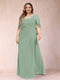 A-Line/Princess Scoop Half Sleeves Plus Size Mother of the Bride Dresses with Appliques & Ruffles