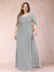 A-Line/Princess Scoop Half Sleeves Plus Size Mother of the Bride Dresses with Appliques & Ruffles