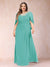 A-Line/Princess Scoop Half Sleeves Plus Size Mother of the Bride Dresses with Appliques & Ruffles