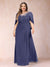 A-Line/Princess Scoop Half Sleeves Plus Size Mother of the Bride Dresses with Appliques & Ruffles
