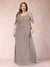 A-Line/Princess Scoop Half Sleeves Plus Size Mother of the Bride Dresses with Appliques & Ruffles