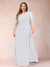 A-Line/Princess Scoop Half Sleeves Plus Size Mother of the Bride Dresses with Appliques & Ruffles