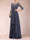 A-Line/Princess Scoop 3/4 Sleeves Chiffon Mother of the Bride Dresses with Appliques & Ruffles
