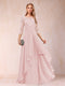 A-Line/Princess Scoop 3/4 Sleeves Chiffon Mother of the Bride Dresses with Appliques & Ruffles