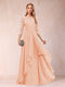 A-Line/Princess Scoop 3/4 Sleeves Chiffon Mother of the Bride Dresses with Appliques & Ruffles