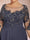 A-Line/Princess Scoop 3/4 Sleeves Chiffon Plus Size Mother of the Bride Dresses with Appliques & Ruffles