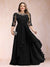 A-Line/Princess Scoop 3/4 Sleeves Chiffon Plus Size Mother of the Bride Dresses with Appliques & Ruffles