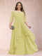 A-Line/Princess Scoop 3/4 Sleeves Chiffon Plus Size Mother of the Bride Dresses with Appliques & Ruffles