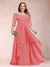 A-Line/Princess Scoop 3/4 Sleeves Chiffon Plus Size Mother of the Bride Dresses with Appliques & Ruffles