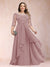 A-Line/Princess Scoop 3/4 Sleeves Chiffon Plus Size Mother of the Bride Dresses with Appliques & Ruffles