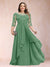 A-Line/Princess Scoop 3/4 Sleeves Chiffon Plus Size Mother of the Bride Dresses with Appliques & Ruffles