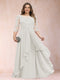 A-Line/Princess Scoop 3/4 Sleeves Chiffon Plus Size Mother of the Bride Dresses with Appliques & Ruffles