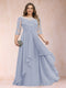 A-Line/Princess Scoop 3/4 Sleeves Chiffon Plus Size Mother of the Bride Dresses with Appliques & Ruffles