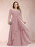 A-Line/Princess Scoop 3/4 Sleeves Chiffon Plus Size Mother of the Bride Dresses with Appliques & Ruffles
