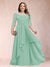 A-Line/Princess Scoop 3/4 Sleeves Chiffon Plus Size Mother of the Bride Dresses with Appliques & Ruffles