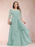 A-Line/Princess Scoop 3/4 Sleeves Chiffon Plus Size Mother of the Bride Dresses with Appliques & Ruffles