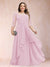 A-Line/Princess Scoop 3/4 Sleeves Chiffon Plus Size Mother of the Bride Dresses with Appliques & Ruffles