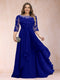 A-Line/Princess Scoop 3/4 Sleeves Chiffon Plus Size Mother of the Bride Dresses with Appliques & Ruffles