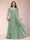 A-Line/Princess Scoop 3/4 Sleeves Chiffon Plus Size Mother of the Bride Dresses with Appliques & Ruffles
