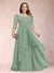 A-Line/Princess Scoop 3/4 Sleeves Chiffon Plus Size Mother of the Bride Dresses with Appliques & Ruffles