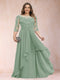 A-Line/Princess Scoop 3/4 Sleeves Chiffon Plus Size Mother of the Bride Dresses with Appliques & Ruffles