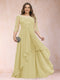 A-Line/Princess Scoop 3/4 Sleeves Chiffon Plus Size Mother of the Bride Dresses with Appliques & Ruffles