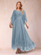 A-Line/Princess Scoop 3/4 Sleeves Ankle-Length Mother of the Bride Dresses with Appliques