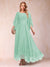 A-Line/Princess Scoop 3/4 Sleeves Ankle-Length Mother of the Bride Dresses with Appliques