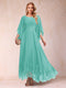 A-Line/Princess Scoop 3/4 Sleeves Ankle-Length Mother of the Bride Dresses with Appliques