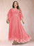 A-Line/Princess Scoop 3/4 Sleeves Ankle-Length Plus Size Mother of the Bride Dresses with Appliques