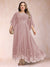 A-Line/Princess Scoop 3/4 Sleeves Ankle-Length Plus Size Mother of the Bride Dresses with Appliques