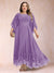 A-Line/Princess Scoop 3/4 Sleeves Ankle-Length Plus Size Mother of the Bride Dresses with Appliques