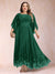 A-Line/Princess Scoop 3/4 Sleeves Ankle-Length Plus Size Mother of the Bride Dresses with Appliques