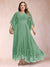 A-Line/Princess Scoop 3/4 Sleeves Ankle-Length Plus Size Mother of the Bride Dresses with Appliques