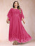 A-Line/Princess Scoop 3/4 Sleeves Ankle-Length Plus Size Mother of the Bride Dresses with Appliques