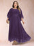 A-Line/Princess Scoop 3/4 Sleeves Ankle-Length Plus Size Mother of the Bride Dresses with Appliques
