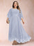 A-Line/Princess Scoop 3/4 Sleeves Ankle-Length Plus Size Mother of the Bride Dresses with Appliques