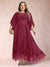 A-Line/Princess Scoop 3/4 Sleeves Ankle-Length Plus Size Mother of the Bride Dresses with Appliques